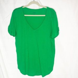 Polo Ralph Lauren short sleeve deep v-neck top green size XL